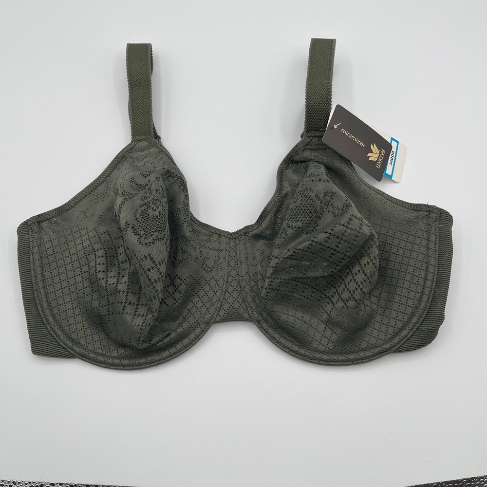 Wacoal 857210 Slimline Seamless Minimizer Bra Olive Green 34DDD NWT